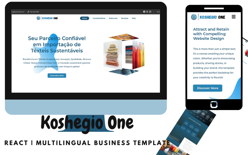 Koshegio One | Multilingual Business Template | React Landing Page Template