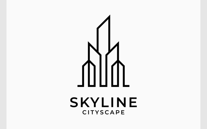 Skyline Skyscraper City Linear Logo Logo Template