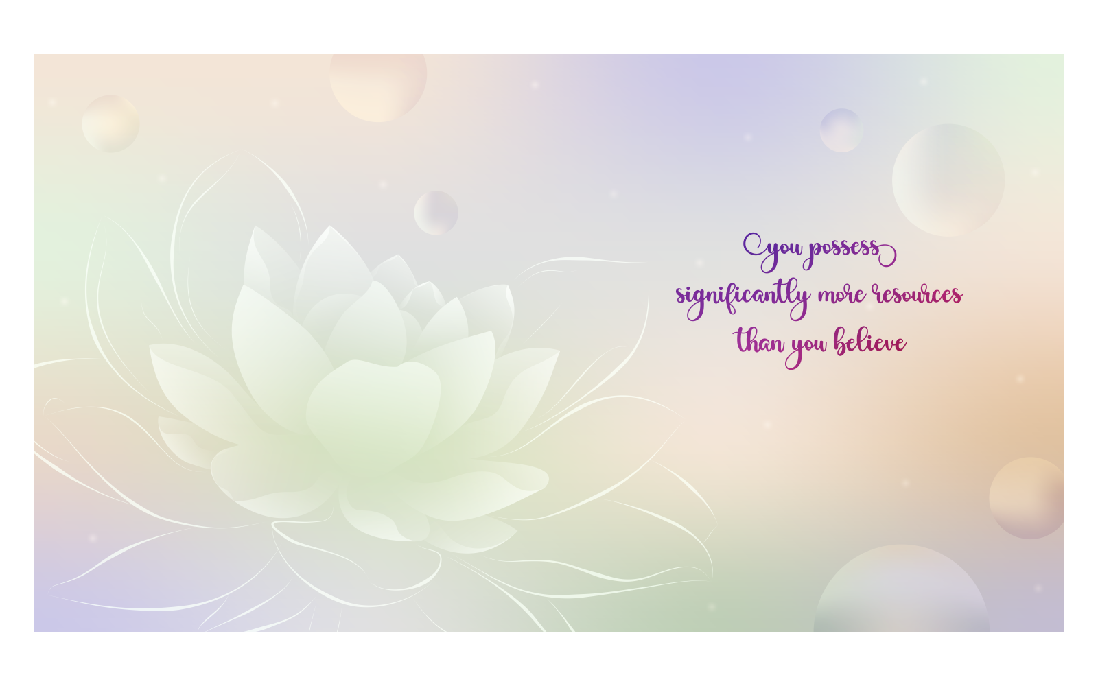Inspirational Backgrounds 14400x8100px With Lotus And Message About Resources