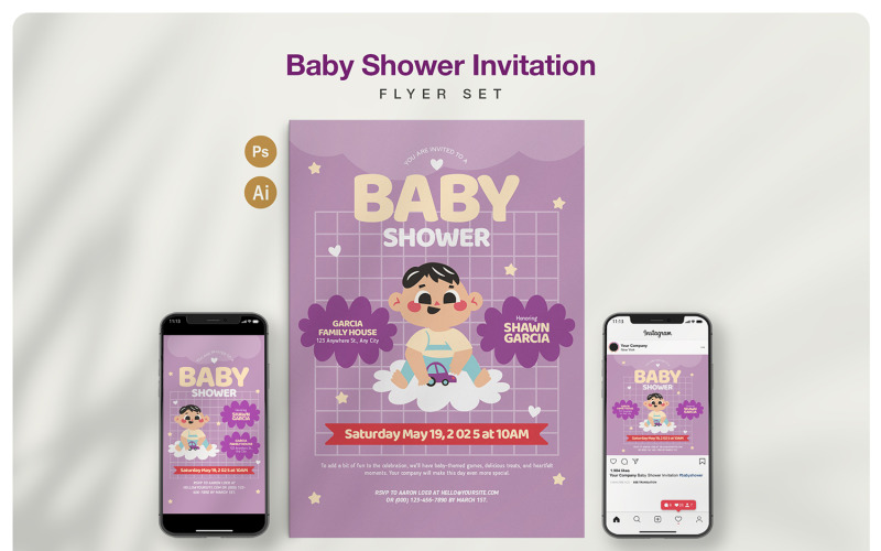 Baby Shower Invitation Flyer Corporate Identity