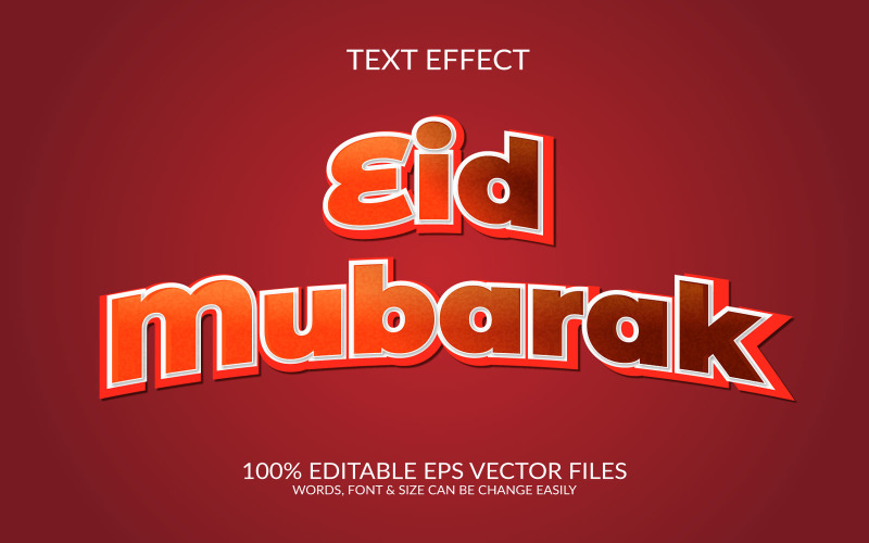 Eid Mubarak 3d changeable vector text effect. Illustration