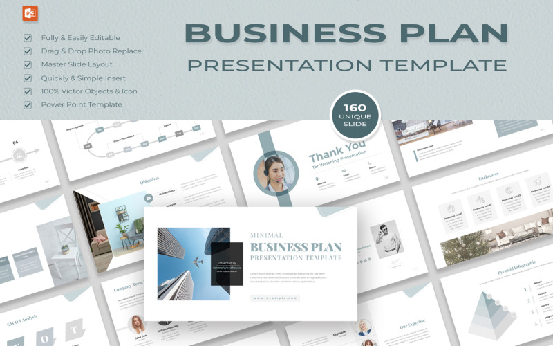 Minimal Business Plan Presentation Layout PowerPoint Template