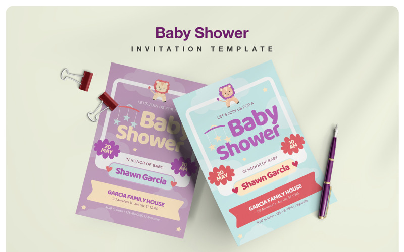 Playful Baby Shower Invitation Portrait Corporate Identity