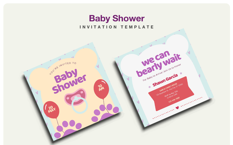 Playful Baby Shower Invitation Square Corporate Identity