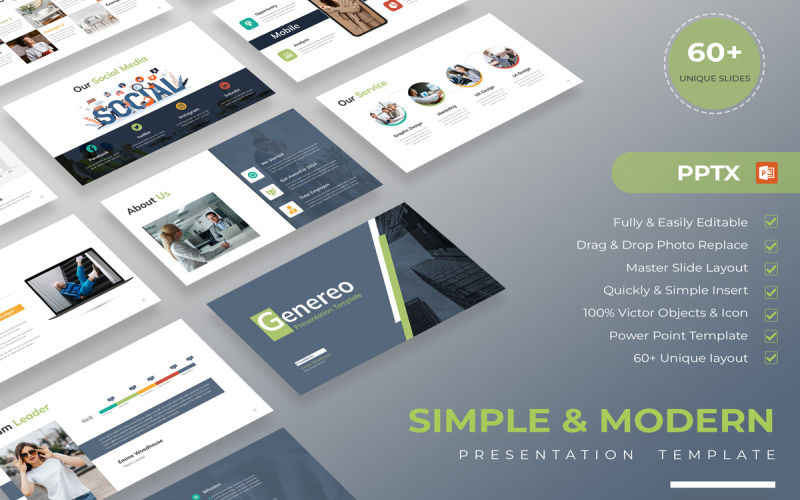 Simple And Modern Presentation Template Layout PowerPoint Template