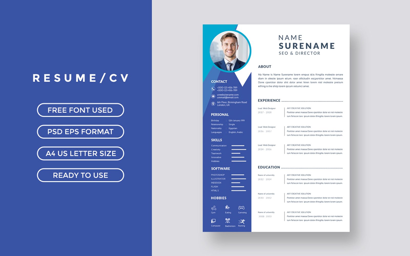 Template #398111 Resume Cover Webdesign Template - Logo template Preview