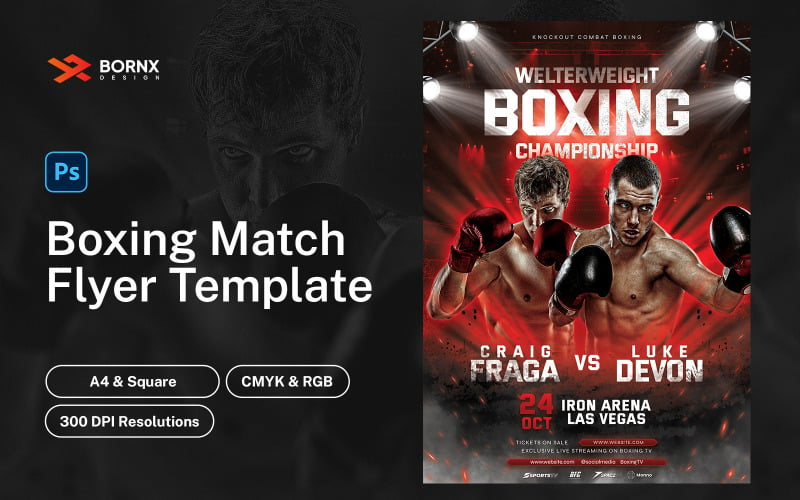 Boxing Fight Flyer Template Corporate Identity