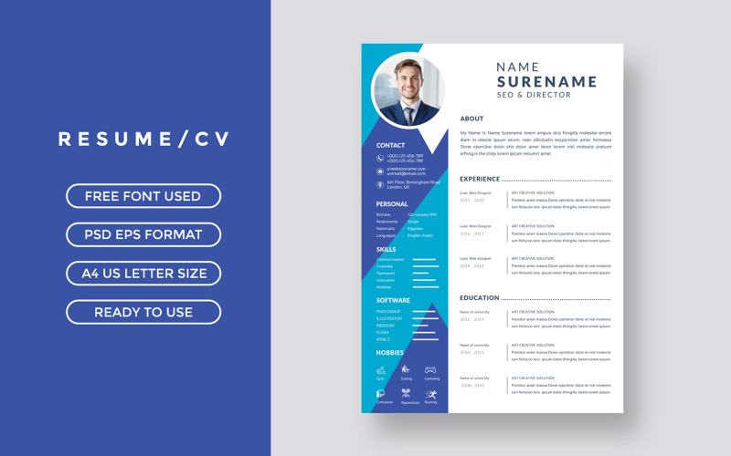 Elegant resume cv template - creative stylish design Resume Template