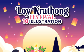 10 Loy Krathong Festival Illustration