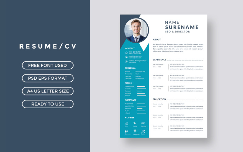 Simple Cv template layout Resume Template