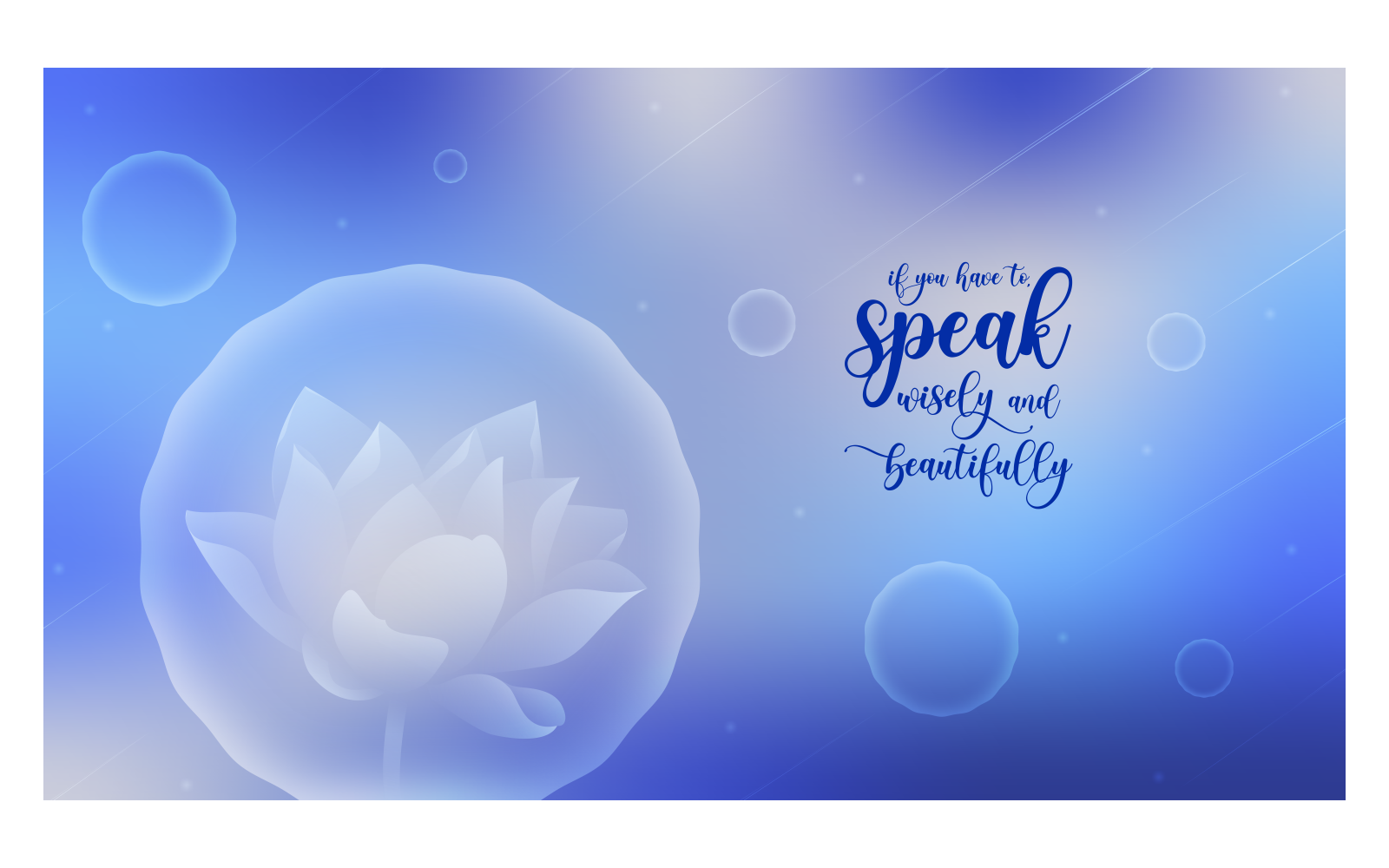 Blue Inspirational Backgrounds 14400x8100px With Lotus And Message About Communication