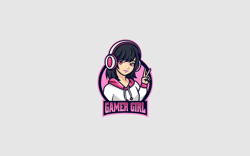 Gamer Girl E- Sport and Sport Logo Logo Template