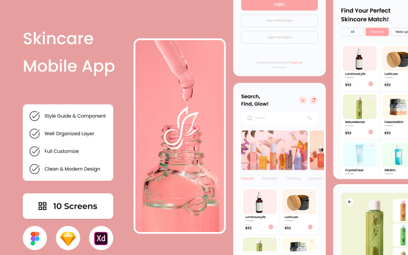 Glowify - Skincare Mobile App UI Element