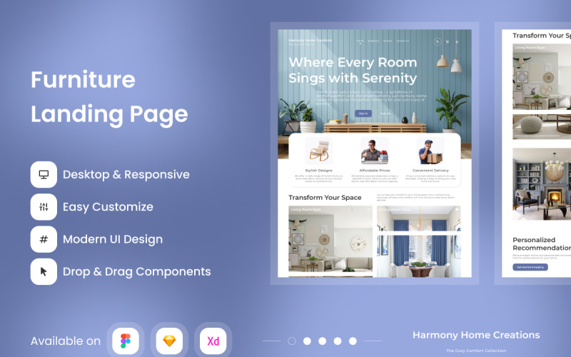 Harmony Home Creations - Furniture Landing Page V1 UI Element