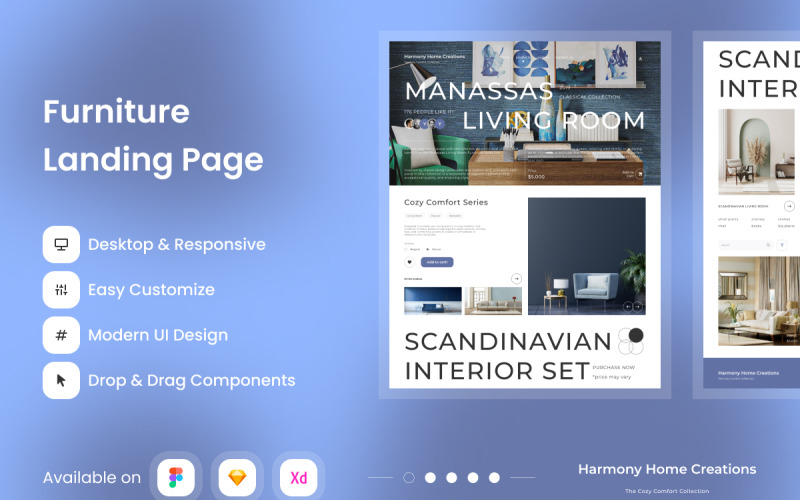 Harmony Home Creations - Furniture Landing Page V2 UI Element