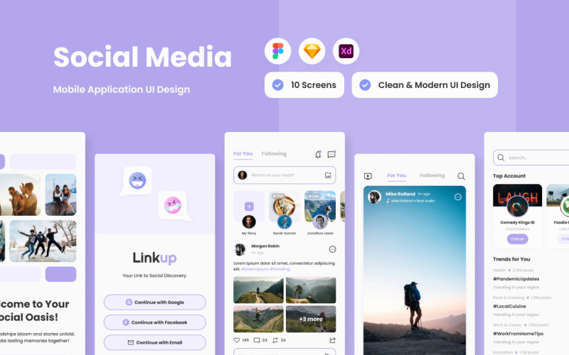 Linkup - Social Media Mobile App UI Element