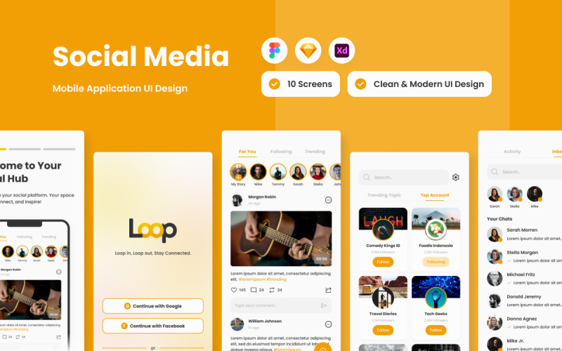 Loop - Social Media Mobile App UI Element