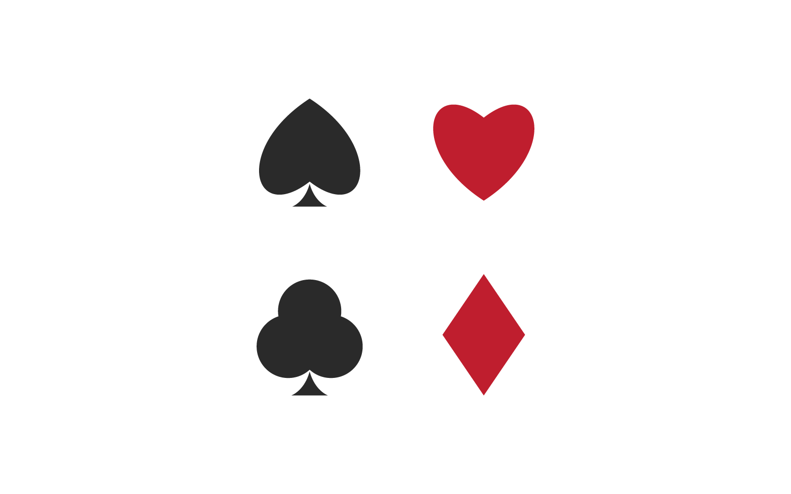 Ensemble de symboles de cartes à jouer vectorielles isolés sur fond blanc | Vecteur Premium