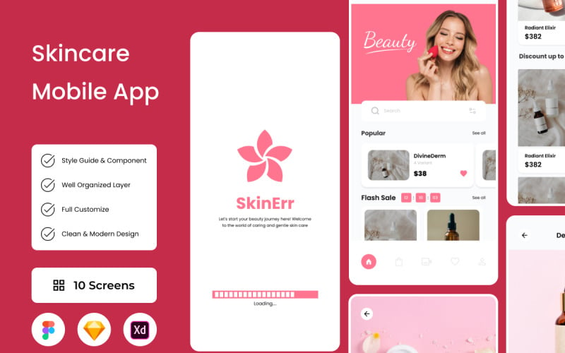 SkinErr - Skincare Mobile App UI Element