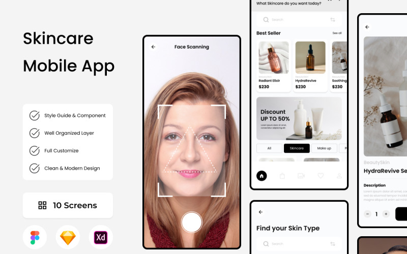 SkinSync - Skincare Mobile App UI Element