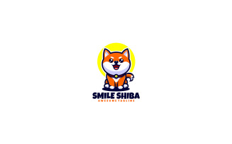 Smile Shiba Mascot Cartoon Logo