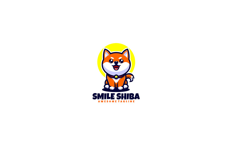 Smile Shiba Mascot Cartoon Logo Logo Template
