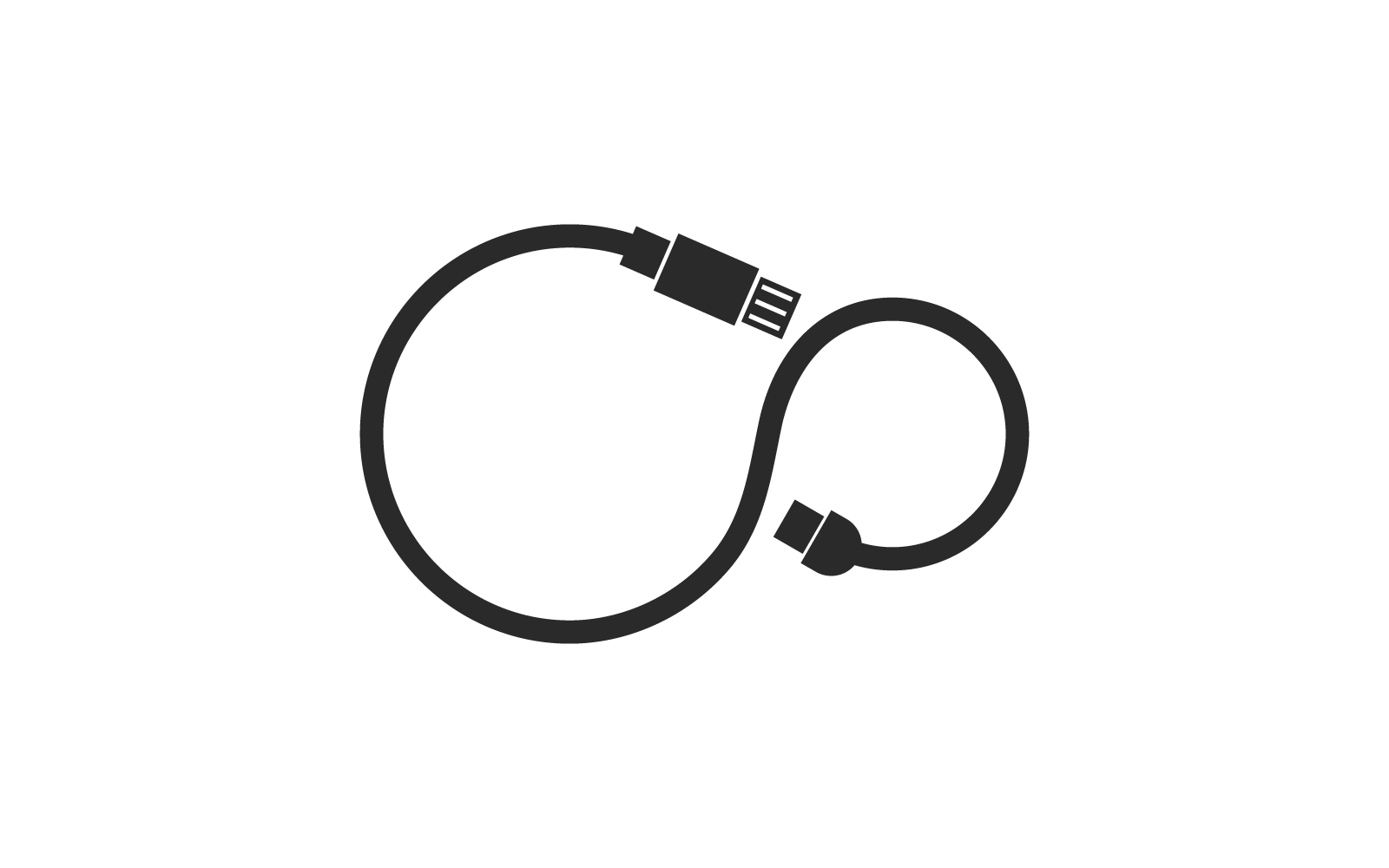 Trasferimento dati USB, illustrazione vettoriale del logo dell&amp;#39;icona del cavo