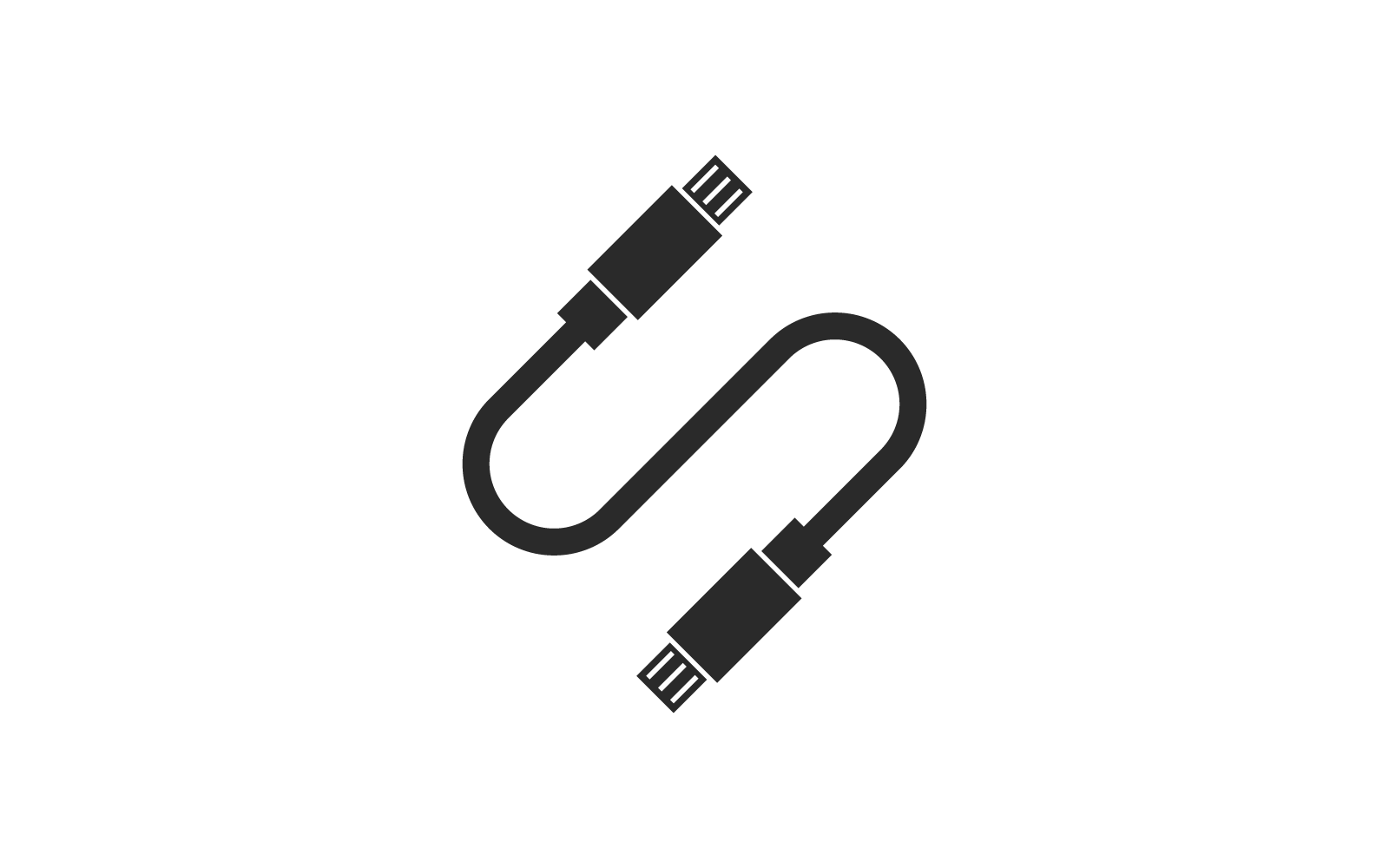 USB-gegevensoverdracht, kabel pictogram logo vector sjabloon