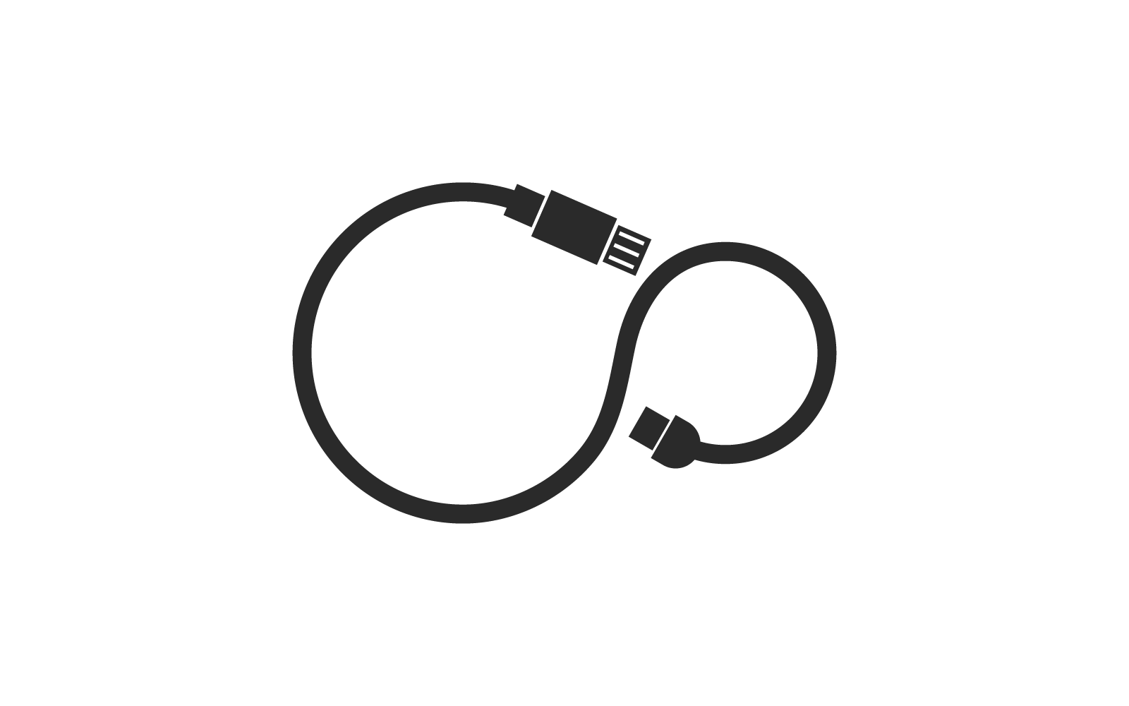 USB-gegevensoverdracht, kabelpictogram logo vectorillustratie