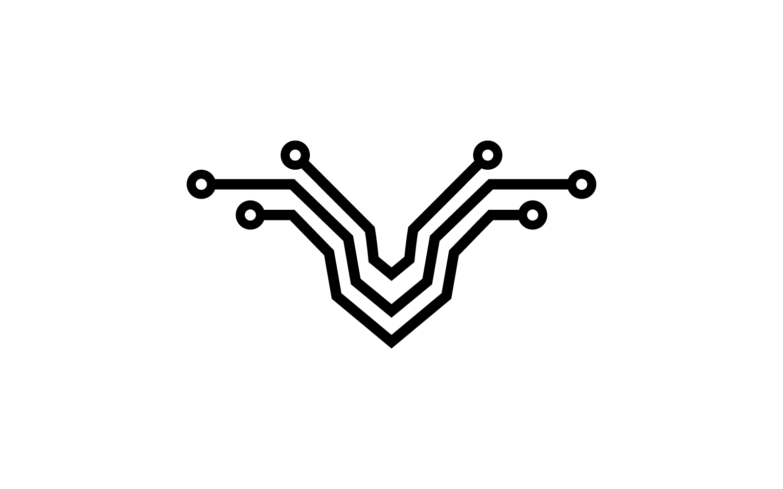 V initial letter Circuit technology illustration template