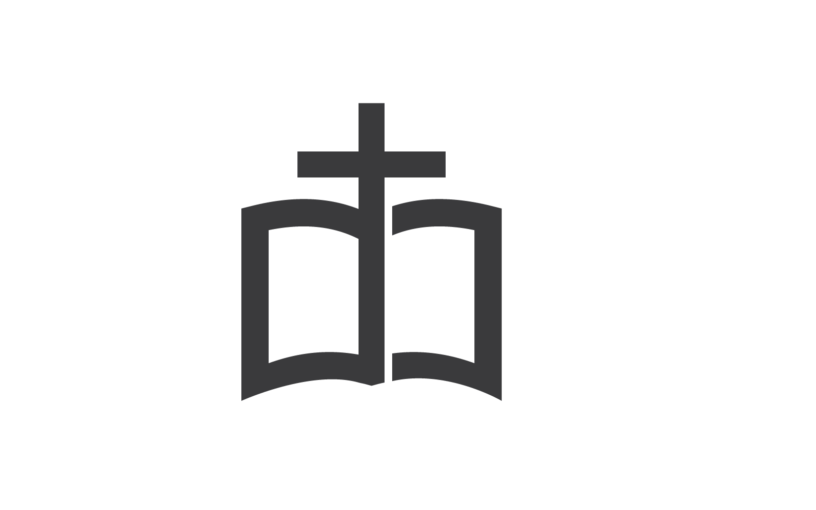 Bibeln bok med kyrkan symbol logotyp vektor platt design