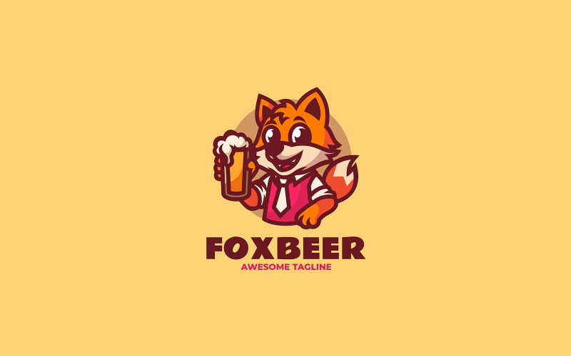 Fox Beer Mascot Cartoon Logo Logo Template