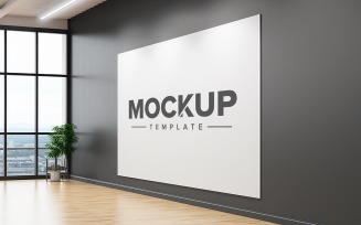 Indoor office wall logo mockup realistic