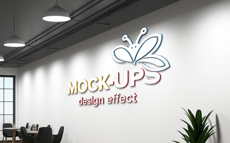 Indoor white wall logo mockup Product Mockup