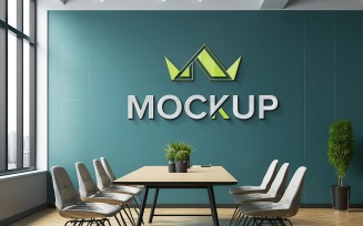 Office conference room logo mockup psd realistic