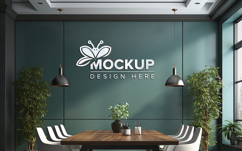 Office meeting room wall 3d logo mockup psd Product Mockup