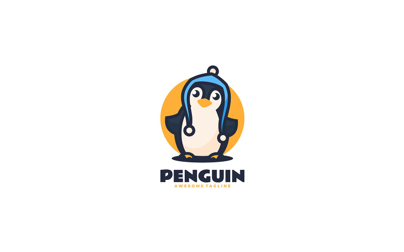 Penguin Hat Mascot Cartoon Logo Logo Template