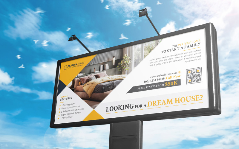 Real Estate Billboard, Abstract Real Estate Billboard or Banner Design for Property Advertisement Corporate Identity