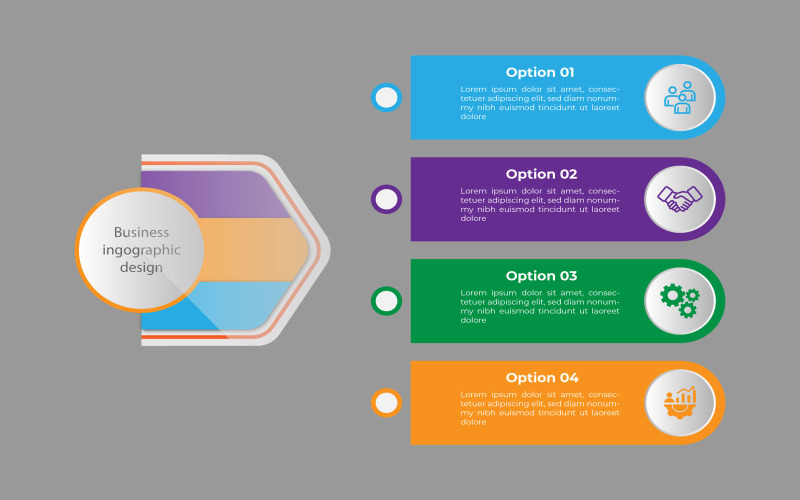 Business communication 4 option diagram design. Infographic Element