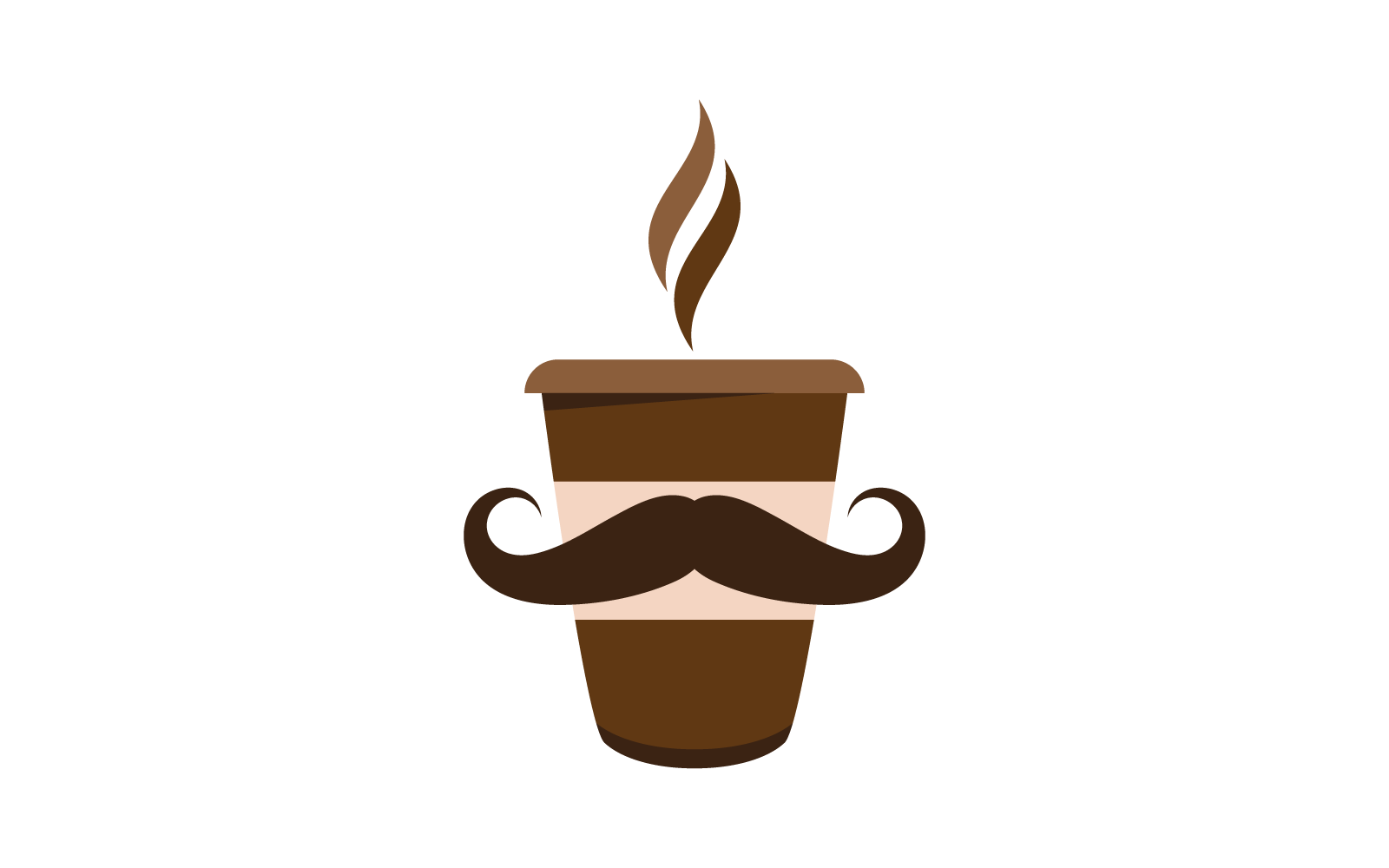 coffee cup and moustache logo vector flat design