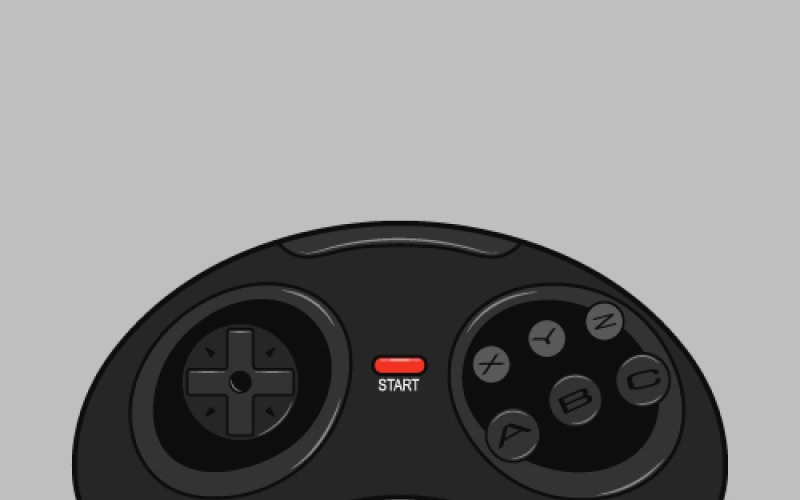 Retro black joystick controller gamepad Vector Graphic