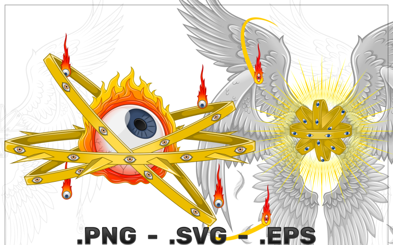 Vector Design Angelica Throne With Burning Eye Vector Graphic
