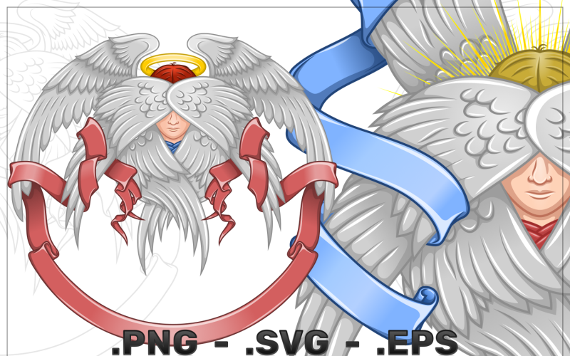 Vector Design Of Seraph Angelica With Ribbon Vector Graphic