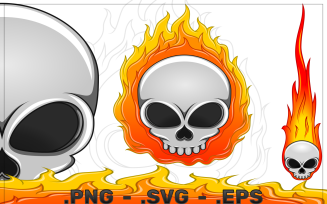 Vector Design With Skull Engulfed In Fire