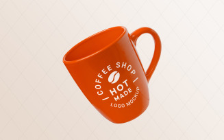 Angle Mug with logo mockup, changeable color and background, angled sideway