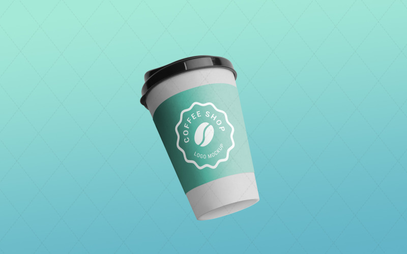 Coffee paper cup in air with logo mockup and changeable colors Product Mockup