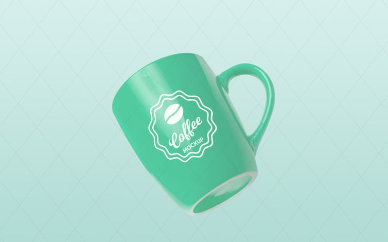 Mug with changeable color, dynamically flying, separate background, and logo mockup Product Mockup