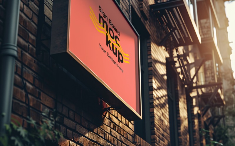Sign Board Mockup on Building Wall 45 Product Mockup