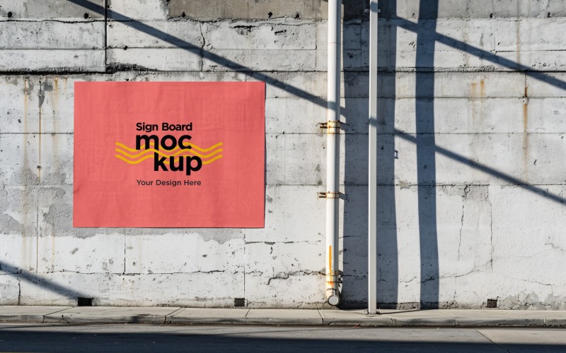 Signage Mockup on Building Wall 04 Product Mockup