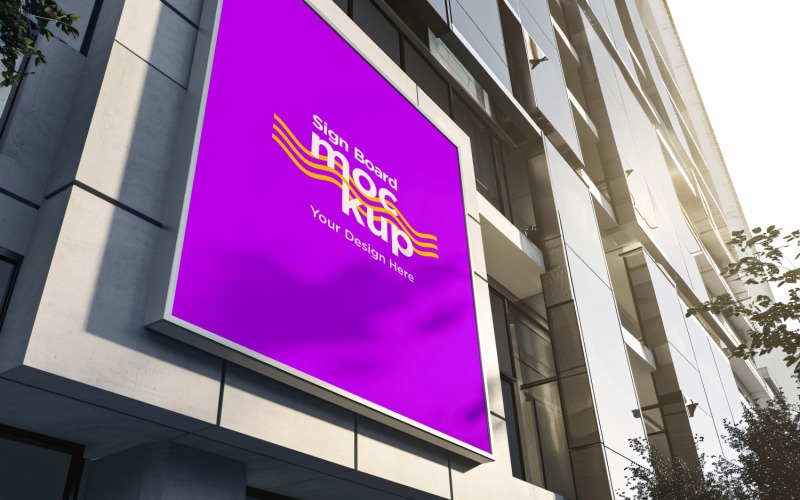 Sign Board Mockup on Building Wall 88 Product Mockup